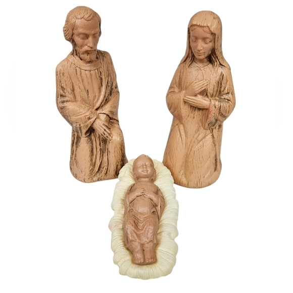 Vintage Empire Ornate Nativity Set Joseph Mary & Baby Jesus Blow Mold Set of 4 - Picture 1 of 7